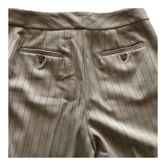 Liz Claiborne axcess Stretch Wide Leg Dress Pant Women's Taupe Brown Pin Stripe - Picture 4 of 12